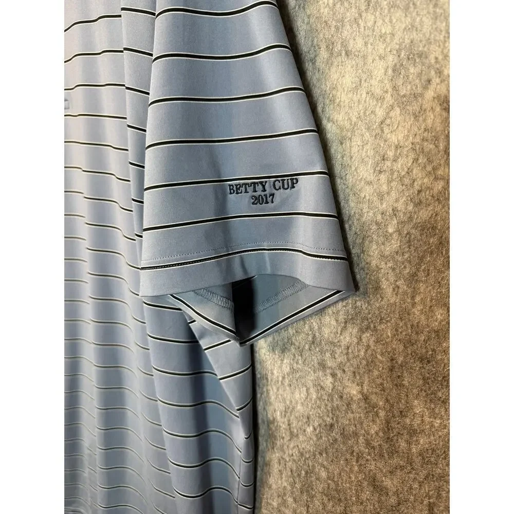 Peter Millar Summer Comfort Blue Striped Betty Cup Polo Shirt - XXL - Picture 3 of 8
